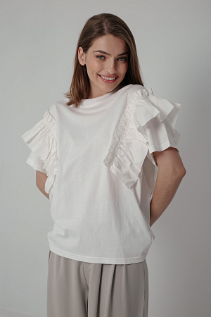 Футболка с воланами oversize